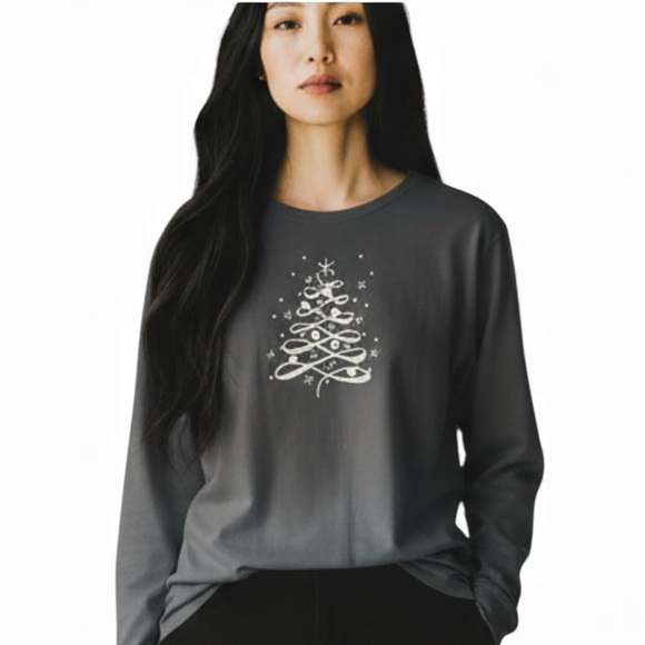 NorthStyle Gray Long Sleeve Knit Studded T Shirt Christmas Tree Holiday Top 1X - Picture 6 of 6